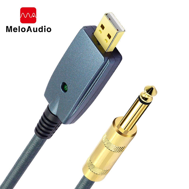 USB to Guitar Cable Interface Male to 6.35mm Jack Electric Guitar Accessories Audio Connector Cord Adapter for Instrument 3M