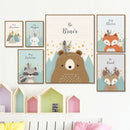 Bär Kaninchen Fuchs Hirsch Kinderzimmer Wandkunst Leinwand Malerei Cartoon Nordic Poster und Drucke Wandbilder Mädchen Jungen Kinderzimmer Dekor