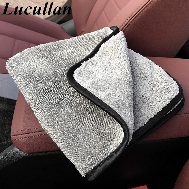 Lucullan 2021 New Launch Double Side Long Twist Pile/Terry Towel Super Absorbent Tools for Auto Microfiber Drying Towel