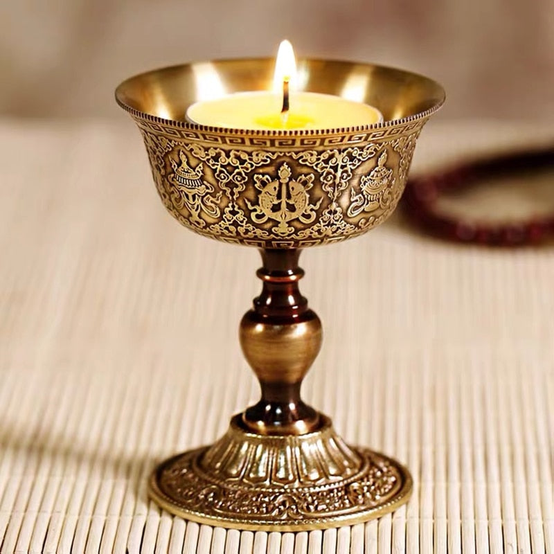 Hand Embossed Brass Type Candle Cup Collection Romantic Flower Golden Candlestick Wedding Bar Dinner Home Table Decoration
