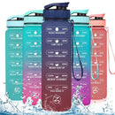 ZOMAKE 32 Unzen motivierende Wasserflasche mit Zeitmarkierung, auslaufsichere Sportwasserflasche BPA-frei, Fruchtwasserflasche Sport 1 Liter