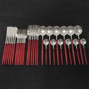 30-teiliges Besteckset aus glänzendem Gold, Edelstahl, Geschirrset, Messer, Dessertgabel, Löffel, Abendessen, Besteckset, Küchengeschirr-Set