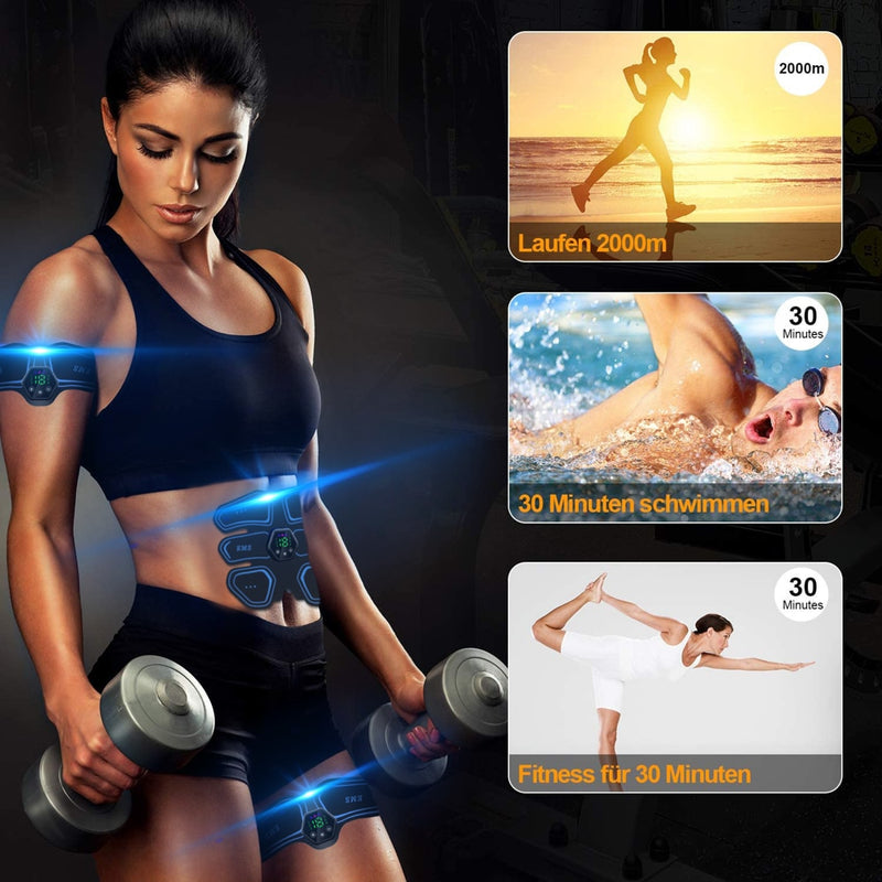 EMS-Muskelstimulator Bauch-Hüfte-Trainer Toner USB Abs Fitness Training Home Gym Gewichtsverlust Körper Abnehmen LCD-Display