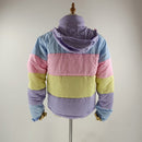 Winter verdicken Regenbogen Kontrast Frauen Daunenjacke lose gepolsterte Student Wintermantel Frauen warm College Parka weiblich