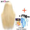 Schaufensterpuppenkopf mit 100% Hochtemperaturfaserhaar 65 cm Brautfriseurausbildung Perückenkopf mit Ständer Kosmetikpuppenkopf