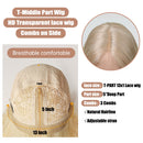 EASIHAIR Lange, seidige, glatte, braune, blonde T-Teil-Spitzenperücken mit Babyhaar, hochdichte, hitzebeständige, synthetische Perücken für Frauen