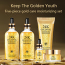 24K Gold Skin Care Set 5 PCS mit Box Face Toner Essence Cream Nicotinamid Anti-Aging Serum Facial Cleanser Kit für Damen M