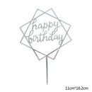 Happy Birthday Cake Topper Acryl Gold Silber Cake Flag Cupcake Topper für Jungen Mädchen Geburtstagsfeier Dekorationen Hochzeit Zubehör