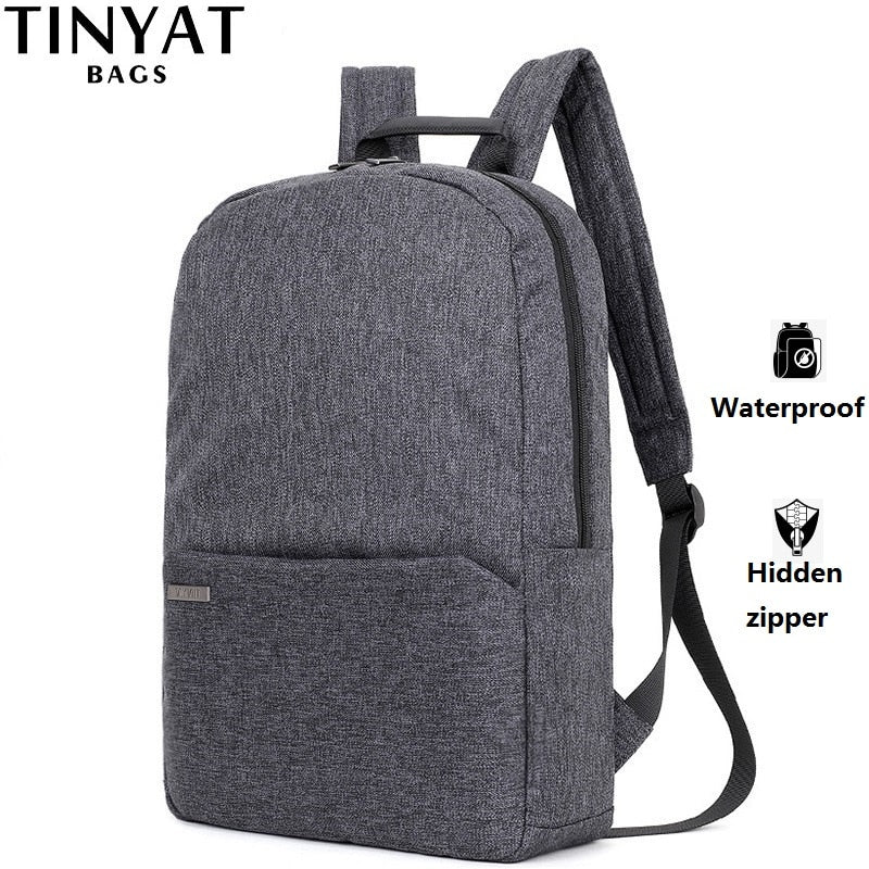 TINYAT Men Laptop Backpack for 15 ''Computer Mochila Escloar Waterproof School Backpack Bag for teenage Canvas Shoulder Backpack