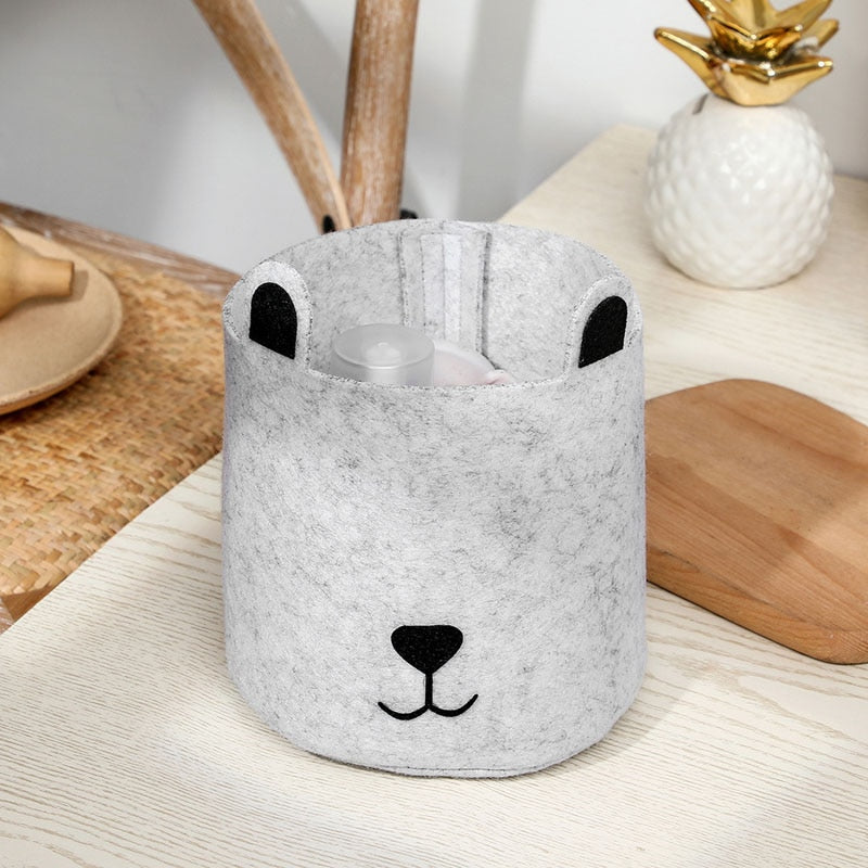 Felt Fabric Laundry Basket Toy Storage Baskets Bin For Kids Dog Toys Clothes Organizer Cute Animal Laundry bucket