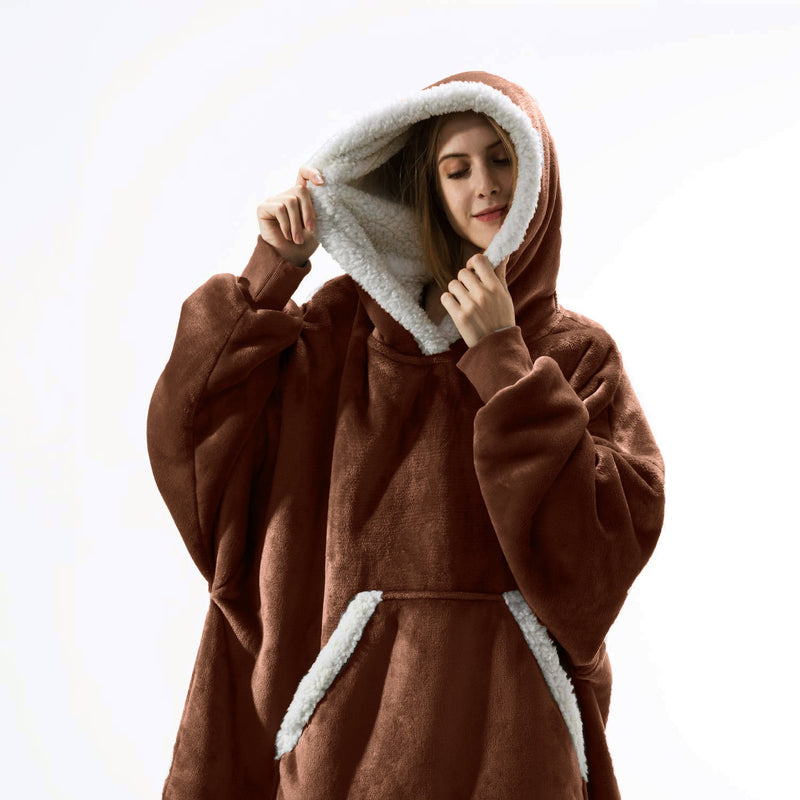 Im Herbst und Winter 2021 können Männer und Frauen mit einer tragbaren Lamm-Kaschmir-Decke zu Hause Freizeit-Plüschpullover tragen