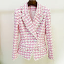 HIGH STREET Lo más nuevo 2022 Otoño Invierno Chaqueta de diseñador Botones de león para mujer Borla con flecos Houndstooth Blends Tweed Blazer