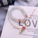 Naturstein Perlen Armbänder für Frauen Mondstein Rosenquarz Energie Armband elastischer Schmuck 925 Silber 14k vergoldet Geschenk