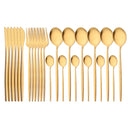 24 Stücke Gold Matt Geschirr Besteck Set Edelstahl Besteck Set Dinner Kniffe Gabel Löffel Besteck Set Küchengeschirr