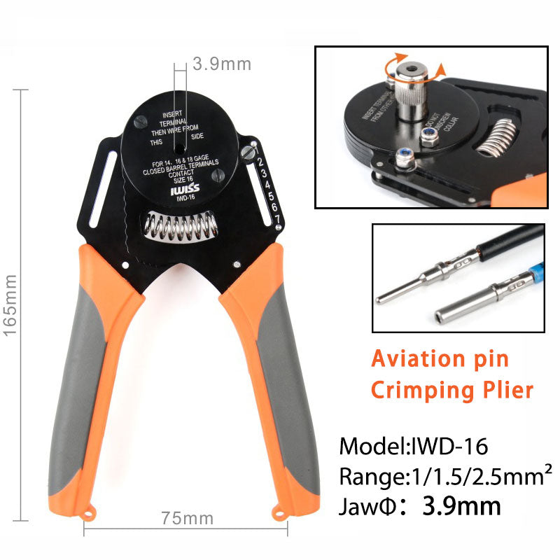 IWD-16 Suitable for Deutsch Connector Crimping Pliers Machining Car Terminal lathe Male and Female Pin 16