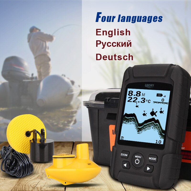 LUCKY FF718LiD Real-waterproof Fish Finder 200KHz/83KHz Dual Sonar Frequency 100M Detection Depth Alarm Detector