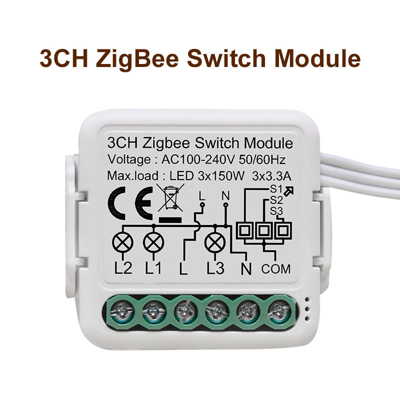 GIRIER Tuya ZigBee 3.0 Switch Module 10A Smart Home DIY Breaker 1 2 3 4 Gang Supports 2 Way Control Works with Alexa Google Home