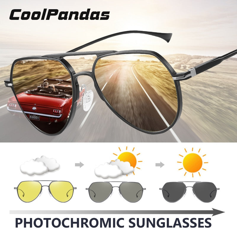 CoolPandas Brand Pilot Sunglasses Men Women Photochromic Day Night Driving Polarized Sun Glasse Chameleon anteojos de sol hombre