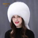 Winter Real Fox Fur Hats For Women Winter Stylish Russian Thick Warm Beanie woman Hat Natural Fluffy Fur Caps With Tail