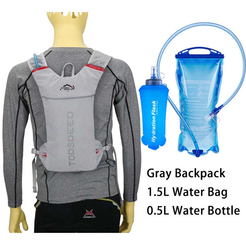 Ultraligero Trail Running Mochila Deporte al aire libre Ciclismo Hidratación Chaleco Paquete Mochila Bolsa 1.5L Bolsa de agua Vejiga