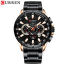 CURREN Fashion Causal Sports Herrenuhren Edelstahlband Chronograph mit leuchtenden Zeigern Armbanduhr Quarzuhr 8363