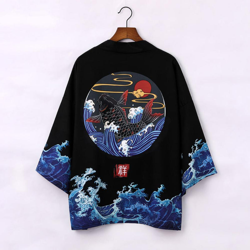 Kimono japonés cárdigan hombres novedad de verano Haori Samurai Kimonos Karate Streetwear camisa Kimono japonés hombres Haori Yukata