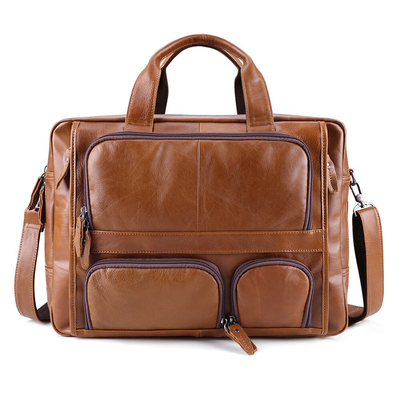 JOYIR Genuine Leather Men's Briefcase Business Bag Laptop 17"Large Capacity Travel Messenger Bag Men Shoulder Bag for Documents