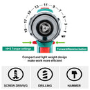 Electric Drill Brushless Cordless Drill 20V 1/2'' All Metal Chuck Cordless Drill Driver Battery 13MM Drill Keyless POSENPRO