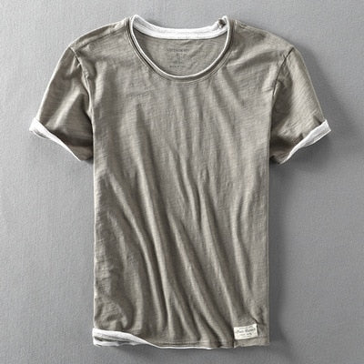 Men Summer Fashion Brand Japan Style Bamboo Cotton Solid Color Short Sleeve T-shirt Male Casual Simple Thin White Tee Tshirts