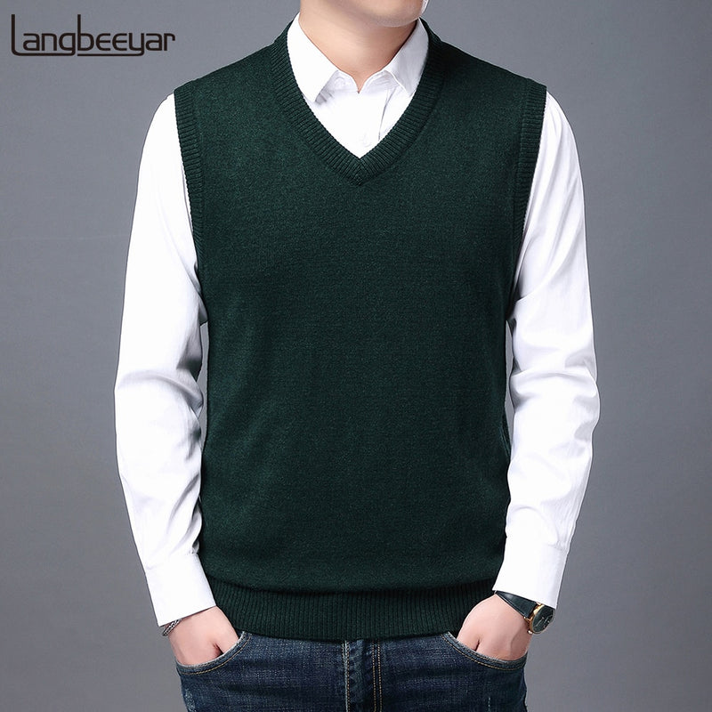 2022 High Quality New Autum Winter Fashion Brand Knit Sleeveless Vest Pullover Mens Casual Sweaters Designer Woolen Mans Clothes