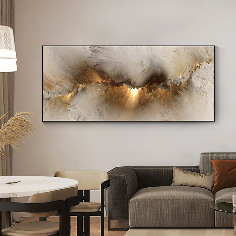 Pósteres de pintura al óleo de arte abstracto de nube amarilla gris e impresiones en lienzo arte moderno cuadro de pared independiente para decoración para sala de estar