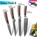 Cuchillo de cocina 1-9 Uds cuchillos de Chef 7CR17 440C acero inoxidable de alto carbono Damasco dibujo Gyuto Cleaver Set rebanador cuchillo Santoku