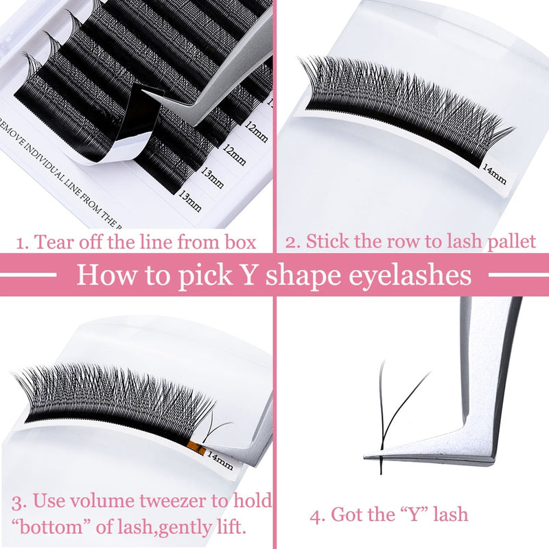 Wholesale 10Pcs/Lot YY Shape Eyelash Extension Fake Eye Lash Building Mesh Surround Cross YY/VV Lashes Split Tip Makeup Supplies