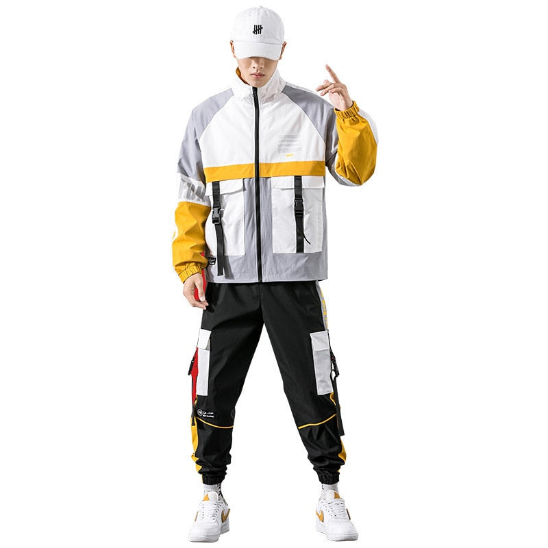 Men Streetwear Tracksuit Harajuku Joggers Suit Sets Mens Tracksuit Jacket+Pants 2PC Sets  Spring Autumn Jackets+ Long Pants