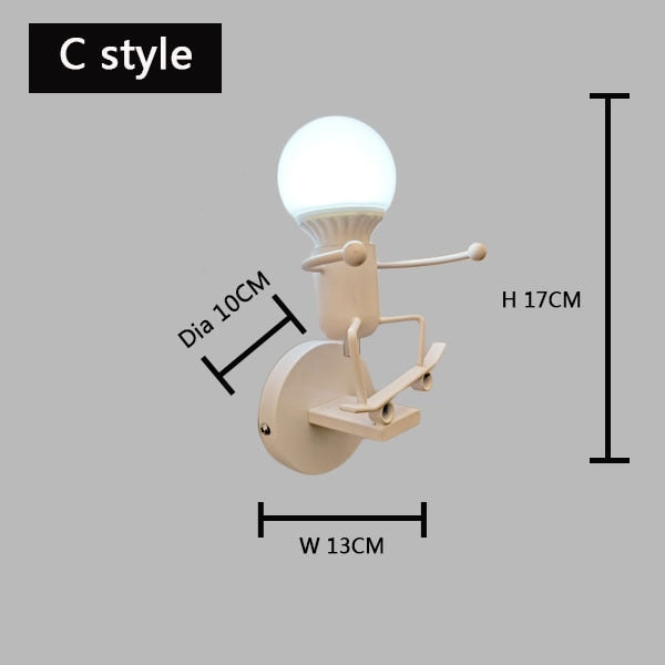 simplicity matchstick man Cartoon wall light Children&