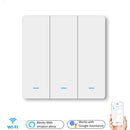 Interruptor inteligente WiFi pulsador interruptores de luz de pared EU AC 90v 250v No Neutral Tuya Control inalámbrico Alexa Google Home Compatible
