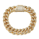 Hip Hop Heavy Iced Out 12MM Big Box Buckle Cuban Chain Kupfer AAA + Zirkonia Stones Armband für Männer Rapper Schmuck
