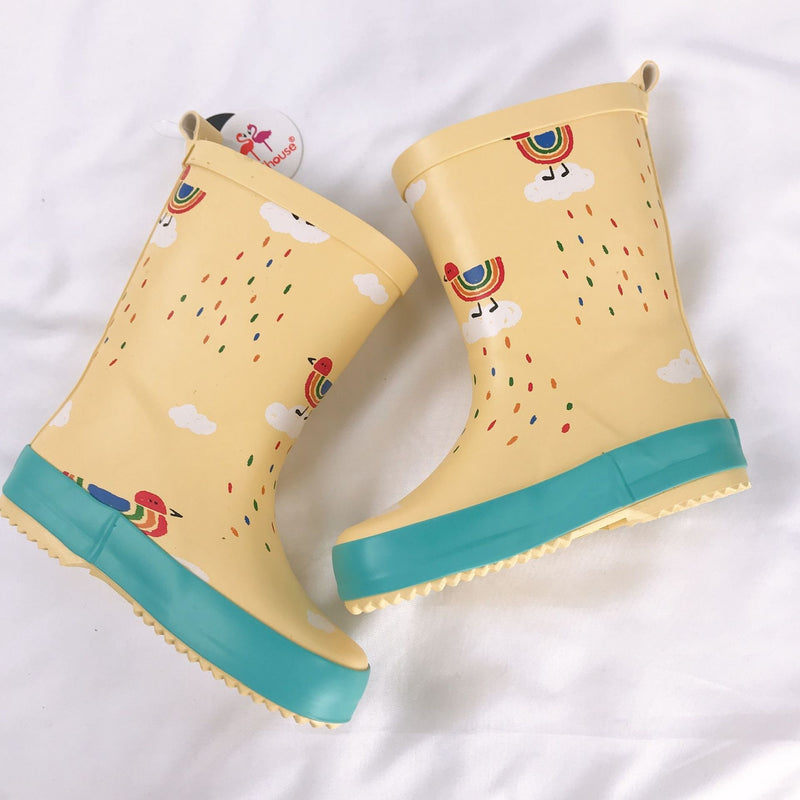 Zapatos de lluvia para niños y niñas, botas de goma con estampado de dibujos animados bonitos para niños, zapatos de agua impermeables para bebés Kalosze Dla Dzieci