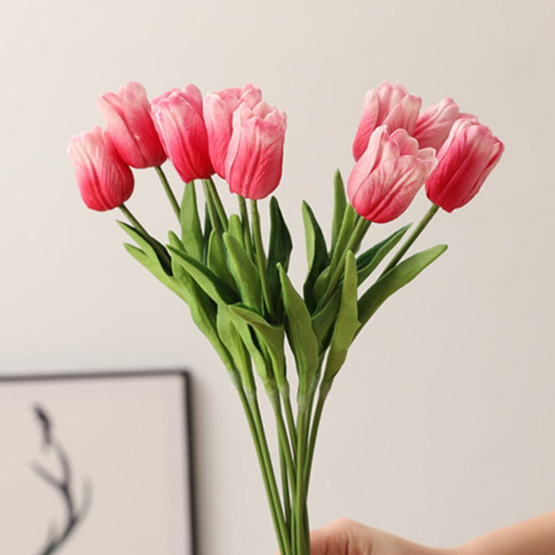 10pcs Tulip Artificial Flower Branch PU Tulipas Flor Artificial Bouquet Real Touch Fake Flower for Wedding Home Table Decoration