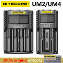100% Original Nitecore UM4 UM2 USB QC Batterieladegerät Intelligente Schaltung Global Insurance Li-Ion AA AAA 18650 21700 26650