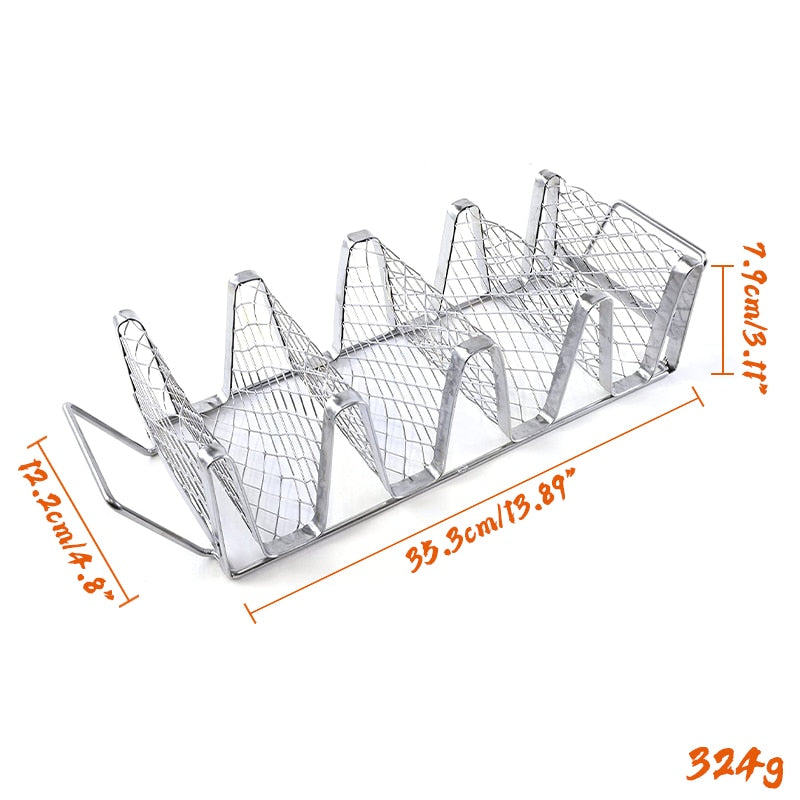 Taco-Rack aus Edelstahl, BBQ-Grill, gebackener Taco, mexikanischer Kuchenhalter, Kochzubehör, Grill, Haushalt, Küchenutensilien