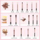 Jessup Make-up-Pinsel-Set 15-teiliges Make-up-Pinsel-Werkzeug-Set Eye Liner Shader Natur-Synthetik-Haar Rose Gold/Schwarz T157