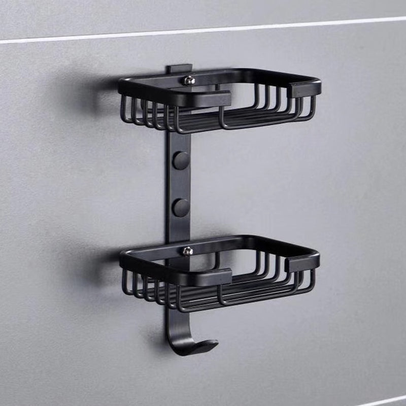 55CM Matte Black Double Towel Bars Bathroom Towel Hanger Space Aluminum Bathroom Accessories Towel Rack Towel Ring  Toilet Brush