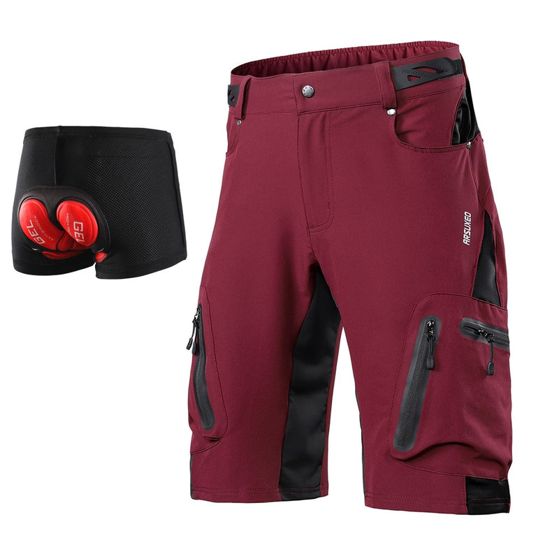 ARSUXEO, pantalones cortos de ciclismo para deportes al aire libre para hombre, pantalones de descenso MTB, pantalones cortos para bicicleta de montaña, pantalones cortos resistentes al agua, ajuste holgado 1202