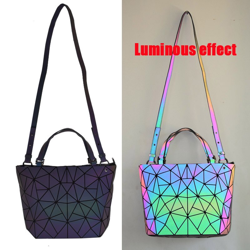 New Luminous Messenger Bags Women Bao Bag Diamond Tote Geometry Shoulder Bags Noctilucent Laser Plain Folding Bag Handbags bolso