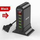 USLION 5-Port-USB-Ladegerät für Xiaomi LED-Display Multi-USB-Ladestation Universelles Telefon Desktop-Wand-Heim-EU-US-UK-Stecker