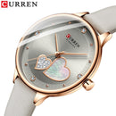 CURREN Uhren Damenmode Leder Quarz Armbanduhr Charming Strass Weibliche Uhr Zegarki Damskie