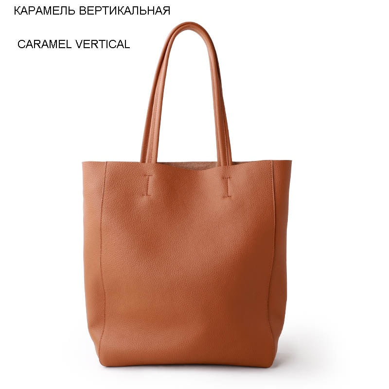 Bolso de hombro de cuero informal Simple para mujer, diseñador de marca de lujo, bolsos de mano de cuero genuino para mujer, bolso de viaje, bolso de mano grande para mujer