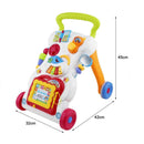 Baby Walker Multifunction Infant Stand-to-Sit Toddler Four Wheels Trolley Kids Learning Walking Toddler Toys Piano Drawing Gift