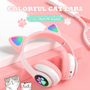 Auriculares inalámbricos con orejas de gato, auriculares Bluetooth 5,0 RGB con cancelación de ruido de graves, auriculares para adultos, niños y niñas, compatible con tarjeta TF y micrófono